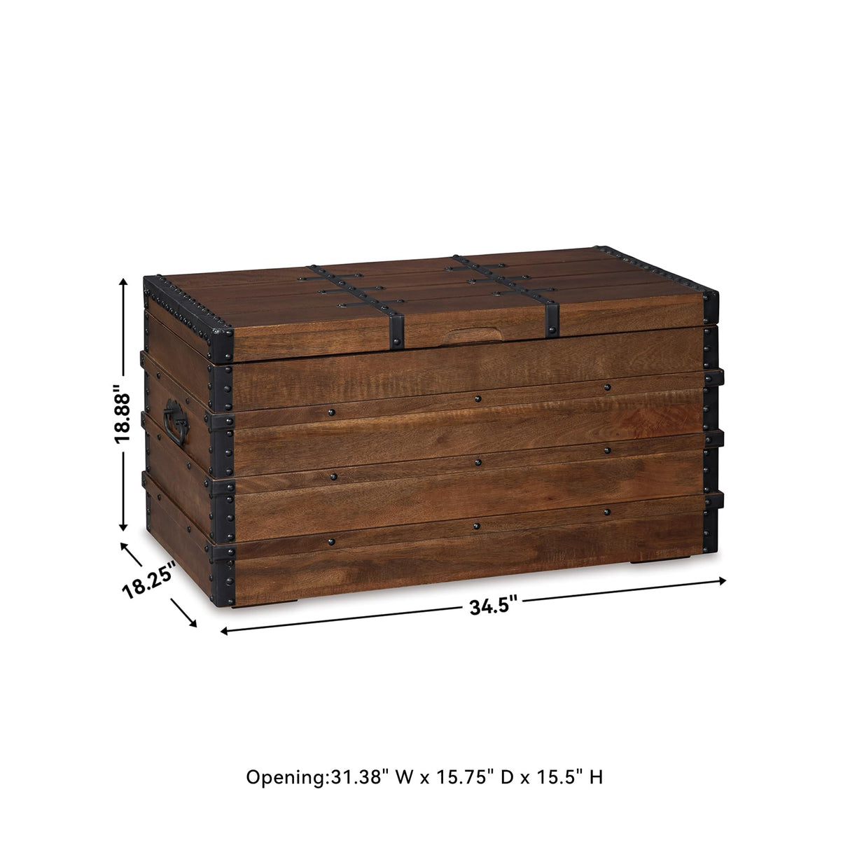 Signature Design by Ashley Kettleby Vintage Wood Storage Trunk or Coffee Table with Lift Top 19", Brown Signature Design by Ashley