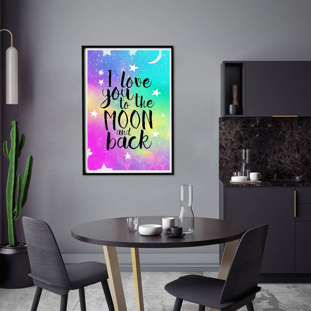 Yomiie 5D Diamond Painting Letter Art Full Drill by Number Kits, I Love You to The Moon and Back Letter Paint with Diamonds DIY Craft Arts Decorations (12x16inch) Yomiie