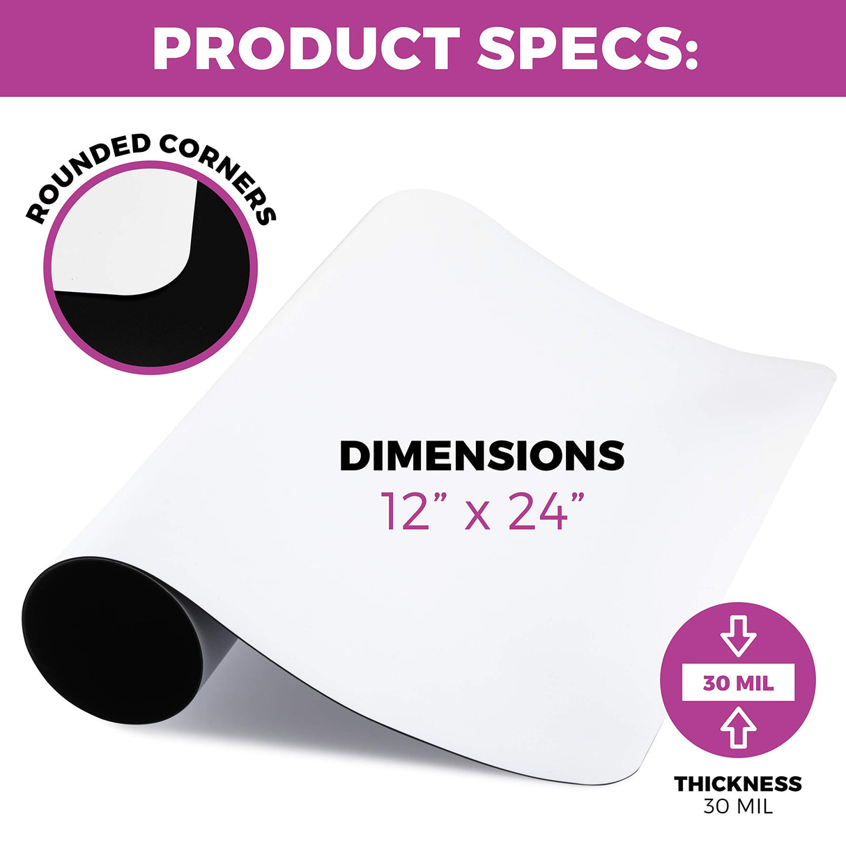 Set of 2 – 24” X 12” Car Door Magnets, Magnetic Car Signs, Flexible Magnetic Signs for Vehicles, White PVC Finish and Round Corners, Strong Durable Car Magnets, Magnetic Thickness 30 Mil. GlossyEnd