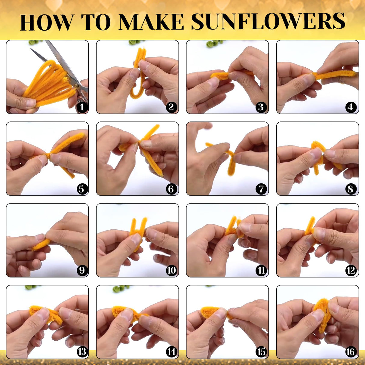 TOAOB 200pcs Pipe Cleaners Craft DIY Sunflowers Bouquets Making Kit Chenille Stems Artificial Flowers Craft Kit for DIY Art and Crafts Party Wedding Home Decorations TOAOB THE ONE AND ONLY BABY