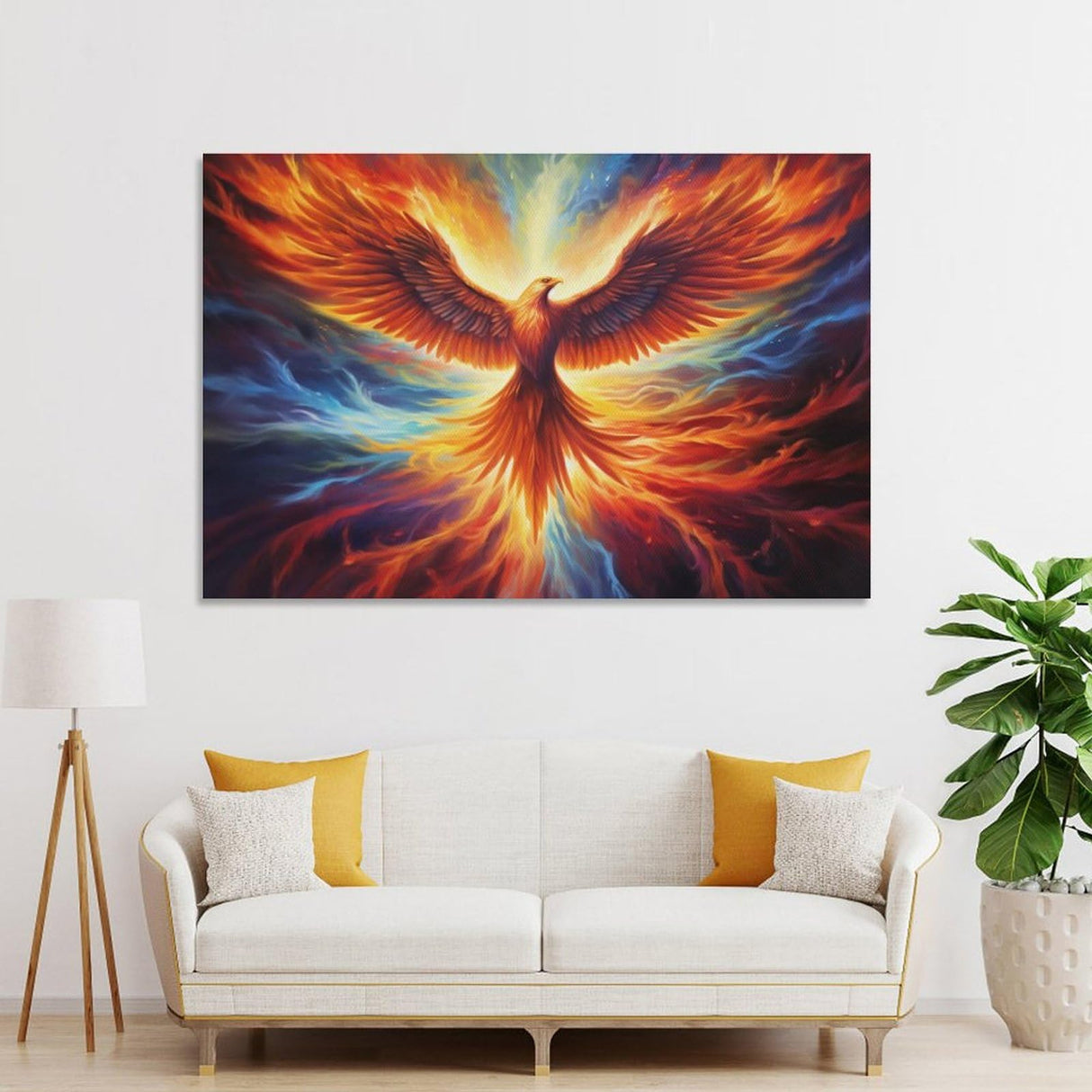 QEOPGNE Fire Bird Phoenix Rising Wall Art Fantasy Phoenix Poster Canvas Art Prints for Bedroom Office Living Room Pictures Paintings Cool Phoenix Wall Decor for Mens Women Unframed 12x18inch(30x45cm) QEOPGNE