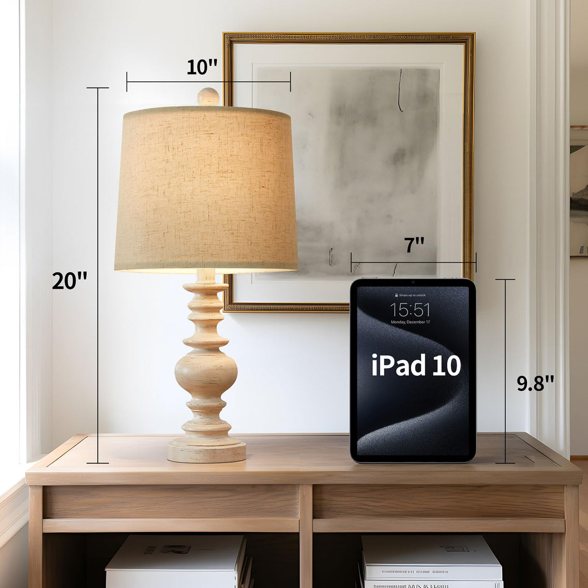 BOBOMOMO Resin 20.5" Farmhouse Lamps for Bedrooms Retro Side Table Lamps Bedside Lamp for Side Nightstand Living Room(Old-White) BOBOMOMO