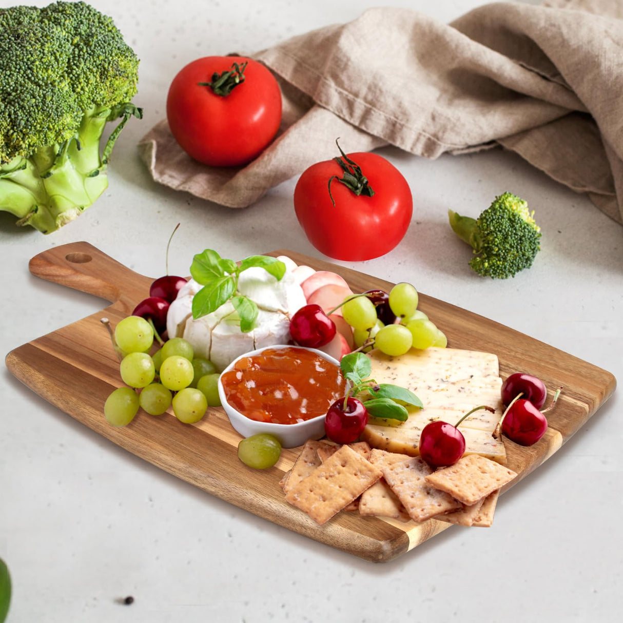 Large Wood Charcuterie Boards Wooden Cutting Boards for Kitchen Meat Chopping Board Bread Cheese Serving Board Acacia Cutting Board With Handle Butcher Block Carving Board Charcuterie Platter Board Ayiaren