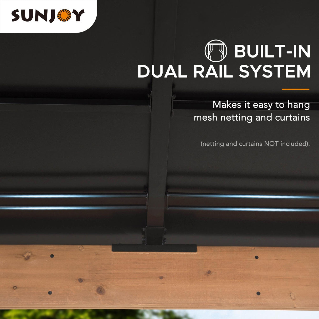 Sunjoy Hardtop Gazebo 11’ x 13’ Outdoor Cedar Framed Wood Gazebo with Black Double Steel Hardtop Roof Permanent Canopy for Garden, Backyard Shade… Sunjoy