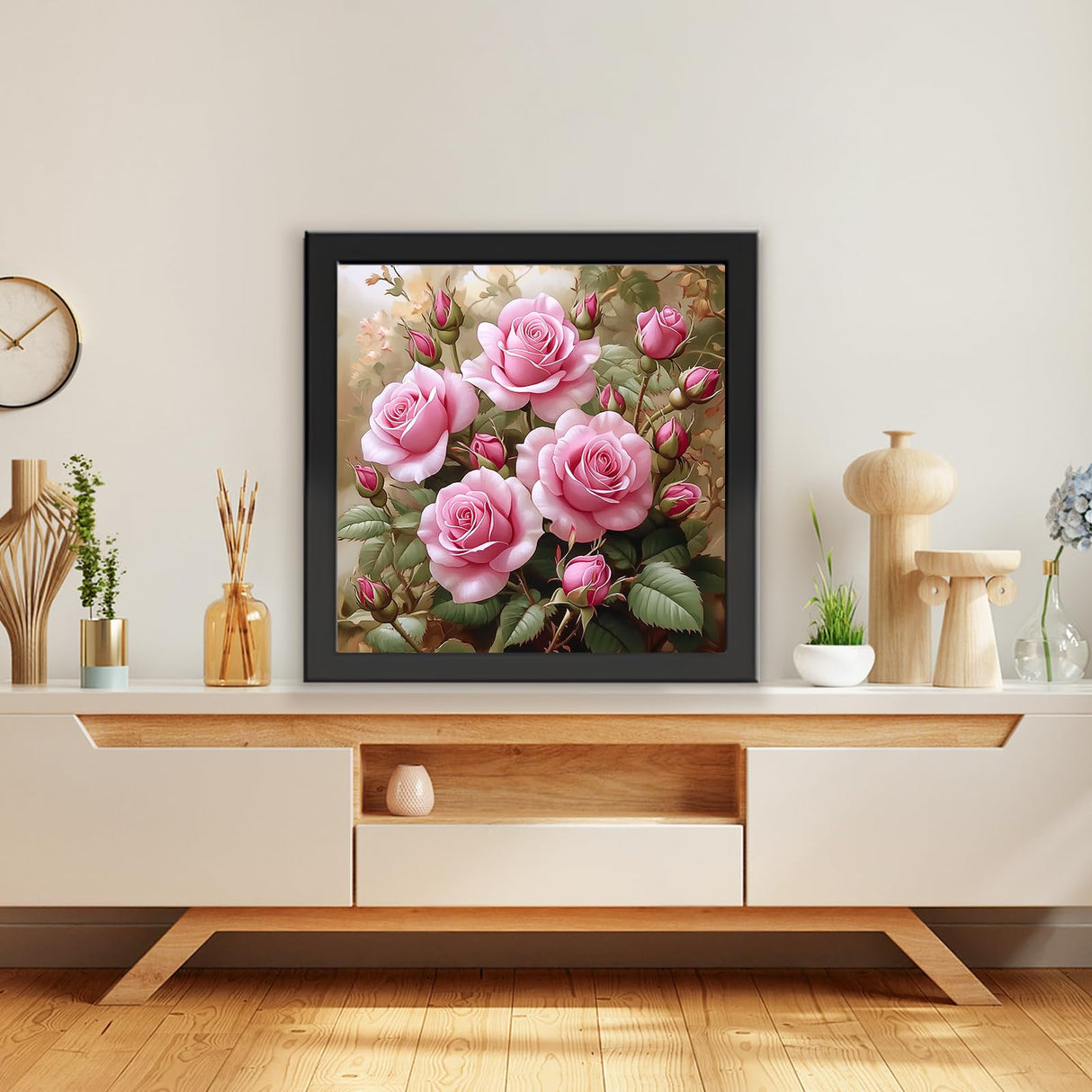 TOSTOG Flower Diamond Art Kits for Adults, DIY Flower Diamond Paintings Kits for Adults Beginner, Full Drill Pink Rose Diamond Paintings Kit, Cute Rose Gem Painting Wall Art Decoration 12 * 12 Inch. TOSTOG