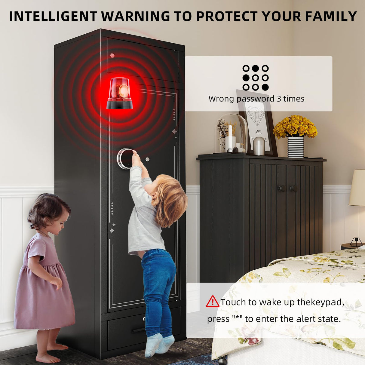 KAER 8-10 Gun Safe Rifle Safe,High Capacity Gun Cabinet for Home Rifle and Pistols,Heavy Duty Anti-Theft Long Gun Safes for Shotguns with Handgun Rack,Drawer,Magnetic Lamp (Unassembled) KAER