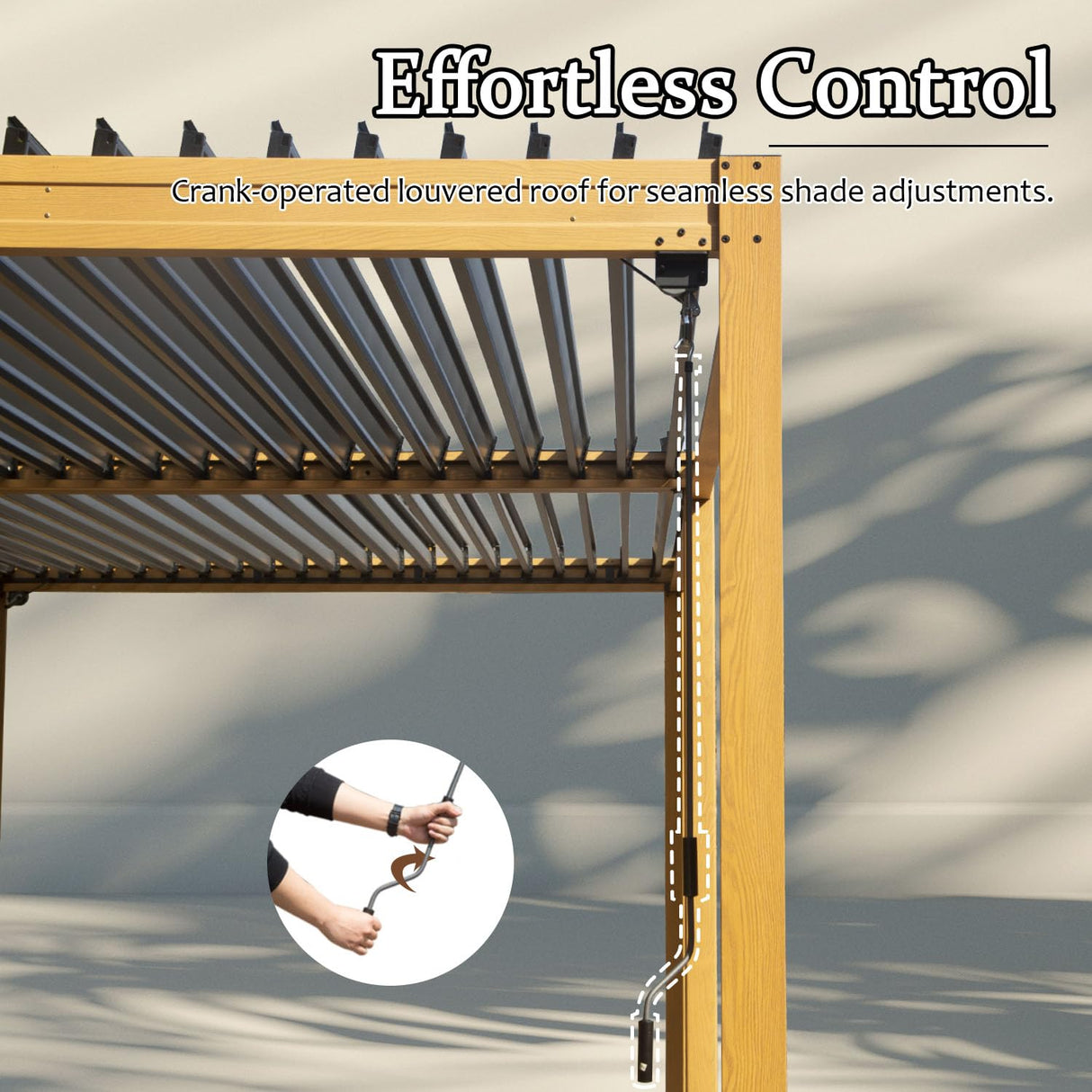 Domi Louvered Pergola 10×16 FT, Outdoor Wood Grain Aluminum Pergola with Adjustable Rainproof Roof and Drainage System, Metal Pergola Gazebo for Patio, Deck, Backyard domi outdoor living