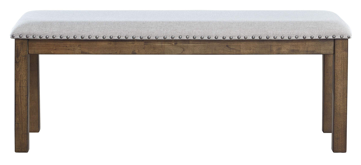 Signature Design by Ashley Moriville Casual Rustic Upholstered Dining Bench, Grey & Brown Signature Design by Ashley