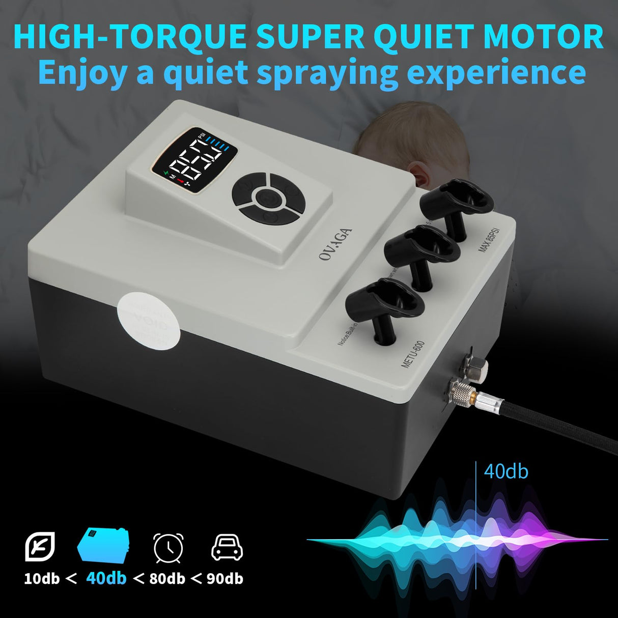 Ovaga Upgraded 85PSI Ultra-Silent Professional Airbrushing System Kit, Dual-Action Multi-Function Airbrush Set with Compressor for Painting Cake Decoration Makeup Art Craft Nail Design Model Tattoo Ovaga