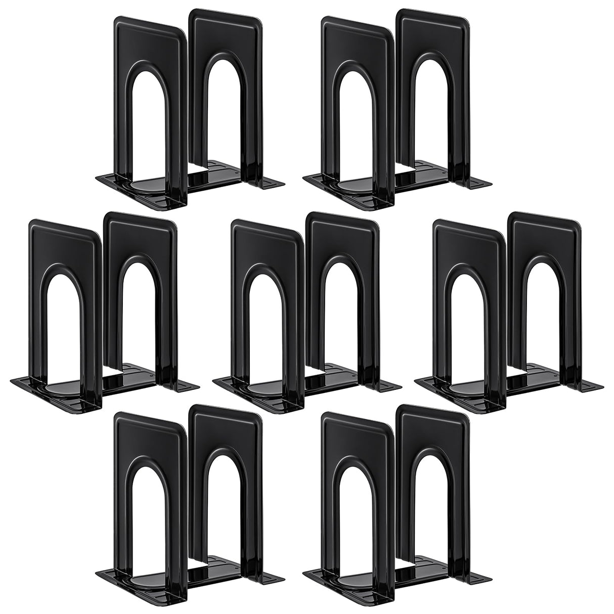 HappyHapi Book Ends, Book Ends Metal Bookends for Shelves,14 Pcs Book End to Hold Books Heavy Duty,Black Non-Skid Bookend,Book Holder Stopper for Shelf Office Home,6.5 x 5.7 x 4.9(7 Pairs, Large) HappyHapi