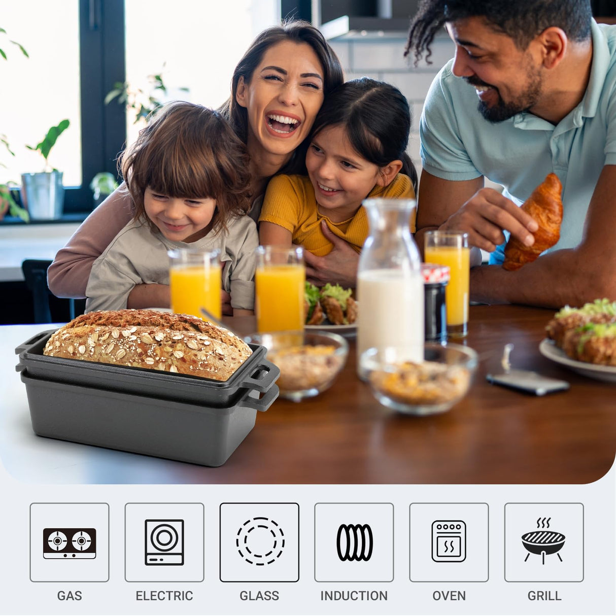 Northriver Casting 2 in 1 Cast Iron Bread Pan with Lid, Loaf Pans 2 Piece Set for Baking Homemade Meatloaf, 9×5 Inch Northriver Casting