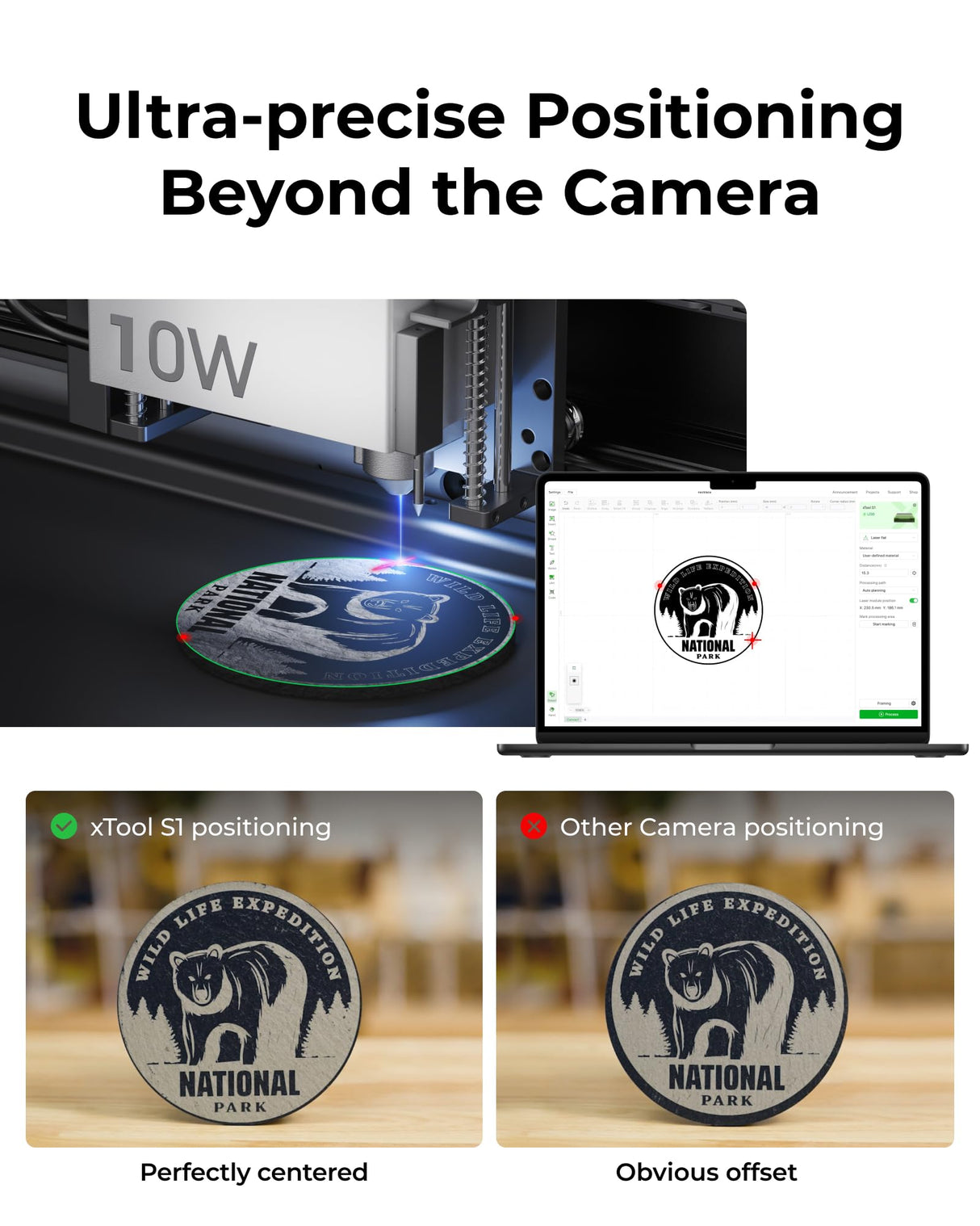 xTool S1 Laser Engraver Kit, Class 1 Laser Engraver and Cutter with Smart Air Aisst and Honeycomb Panel, Auto-Focus Laser Machine 10W Enclosed Laser Engraving Machine for Home Crafts xTool