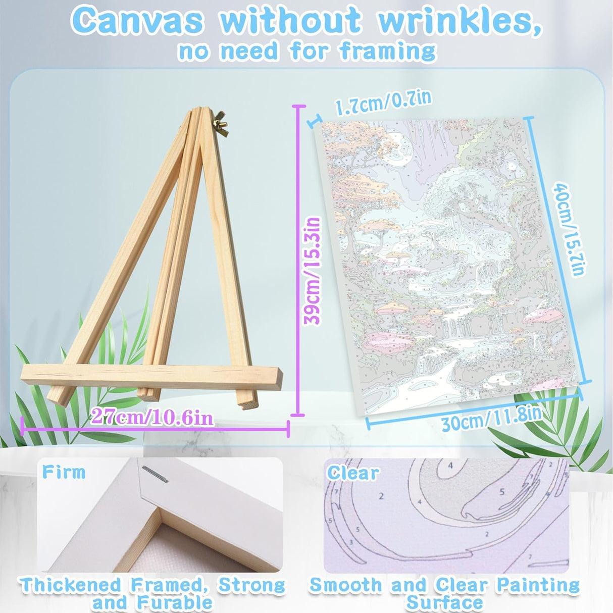 VIGEGU Paint by Numbers Kit for Adults Framed,with Wooden Easel Gift Box,Moon Waterfall Tree Paint by Numbers with Frame DIY Adults' Paint-by-Number Kits for Home Wall Decor 12x16inch VIGEGU