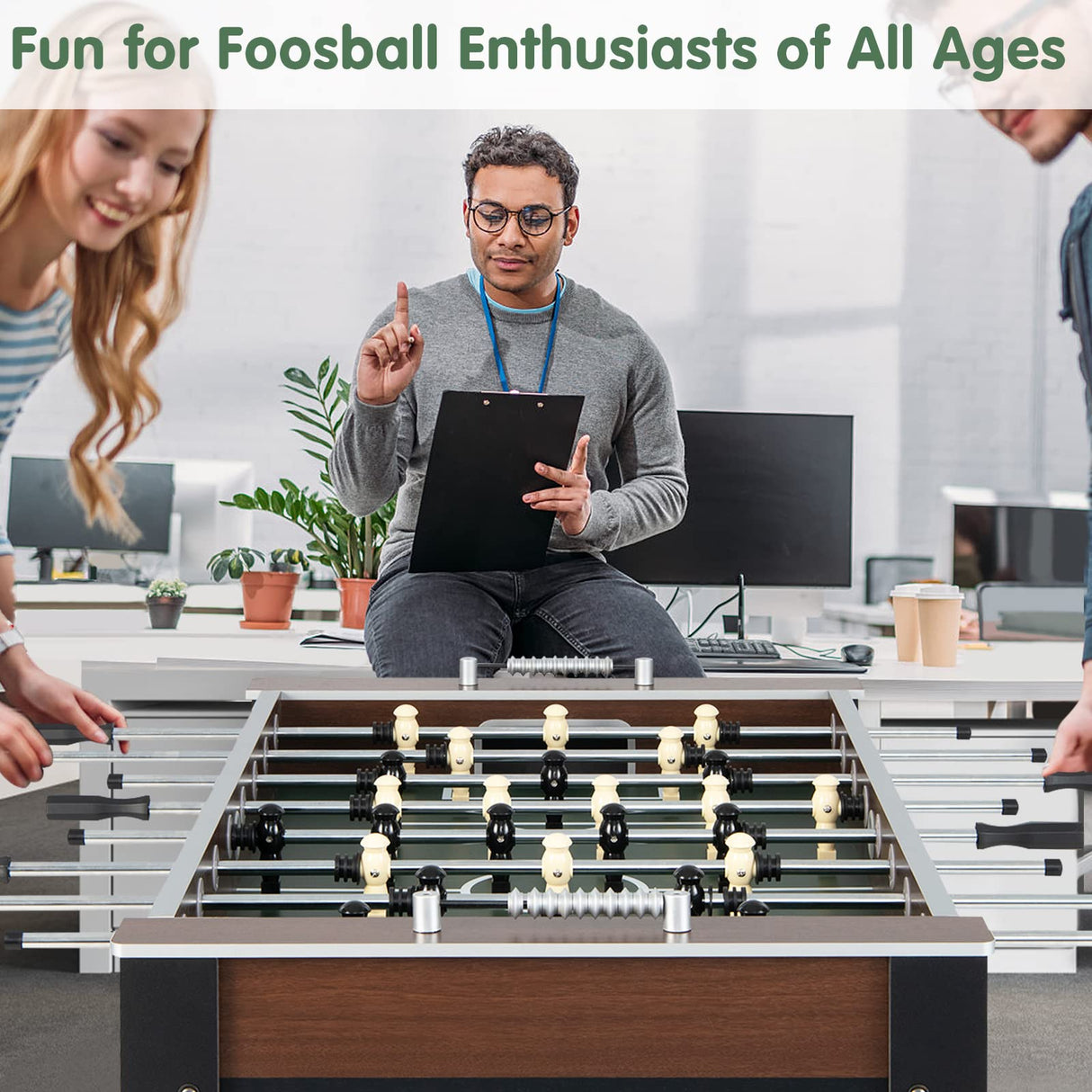 Giantex 54” Foosball Table, Foosball Table Adult Size with 2 Balls, Wood Football Table, Arcade Soccer Table Game for Kids, Game Room, Home, Office, Party Giantex