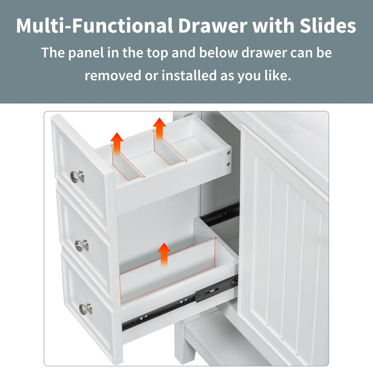 Harper & Bright Designs 36" Bathroom Vanity with Sink, Free Standing Single Basin Vanity Set with One Cabinet and Three Drawers, Wooden Bathroom Cabinet with Ceramic Sink for Bathroom, White Harper & Bright Designs