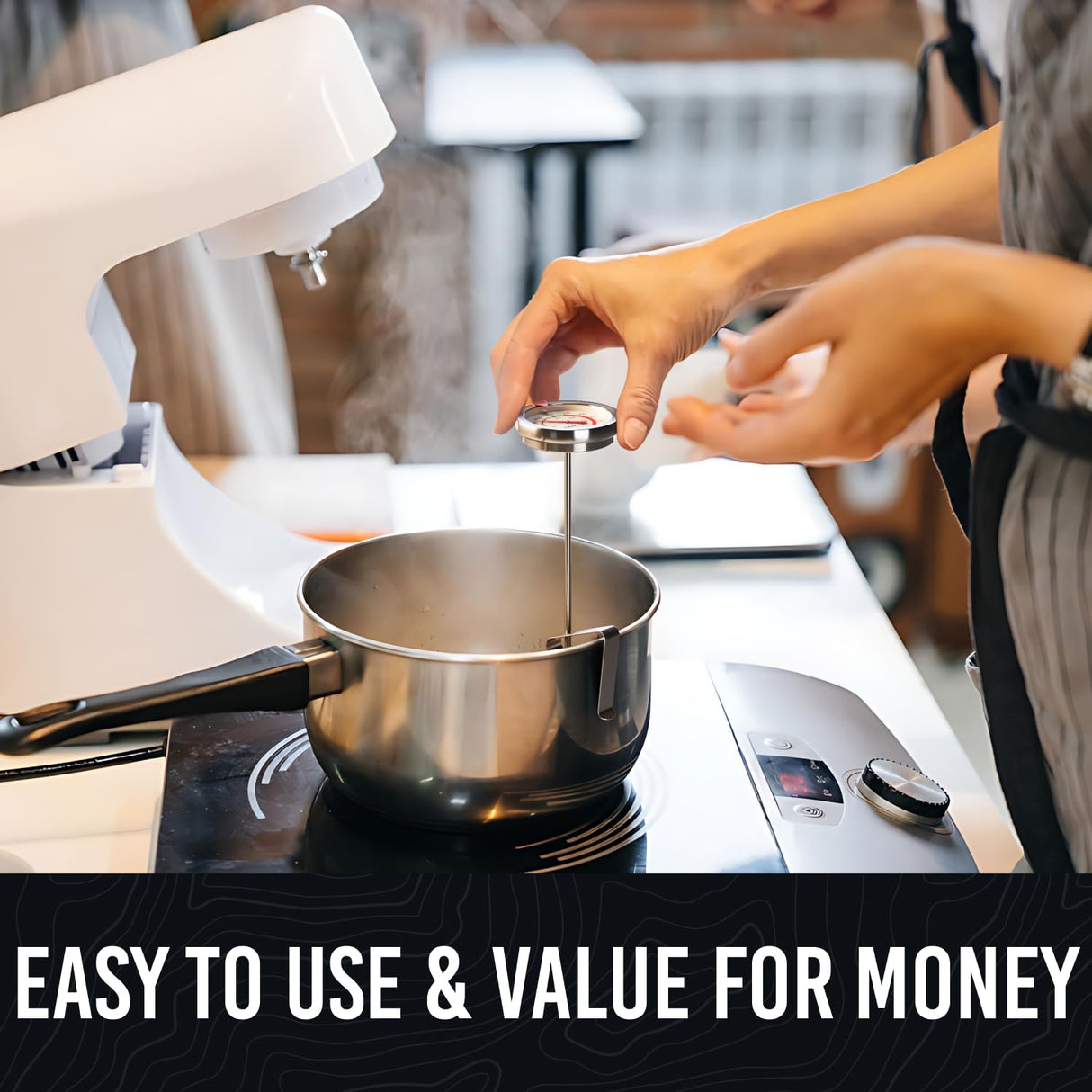 CRAFT911 Candy Thermometer with Pot Clip - Deep Fry Oil Thermometer for Frying - Cooking Thermometer for Frying Oil Candle Making Hot Oil Deep Fryer Thermometer 8" Side of Pot Thermometer Craft911