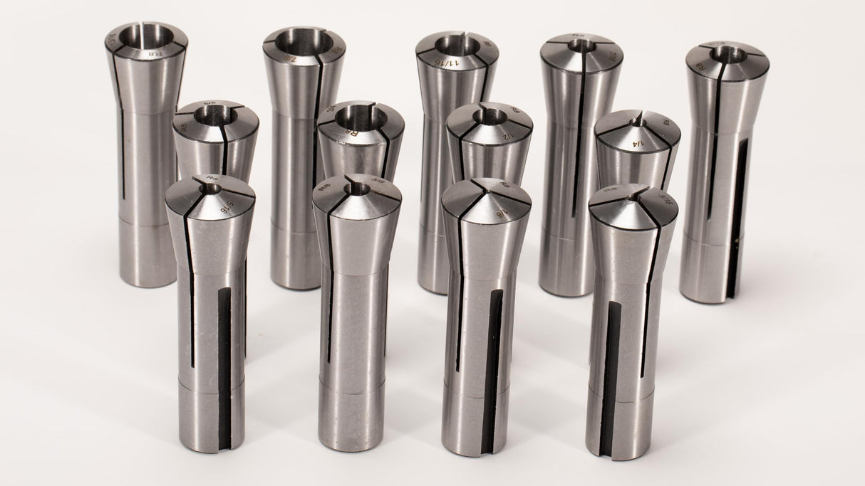 MACHALLY Precision R8 Collet Set, 13pcs, 1/8" to 7/8" Carbon Steel, Mill Collet Set, 0.0006" TIR, 7/16"-20 Thread, for Milling & Mill Chuck Holder MACHALLY