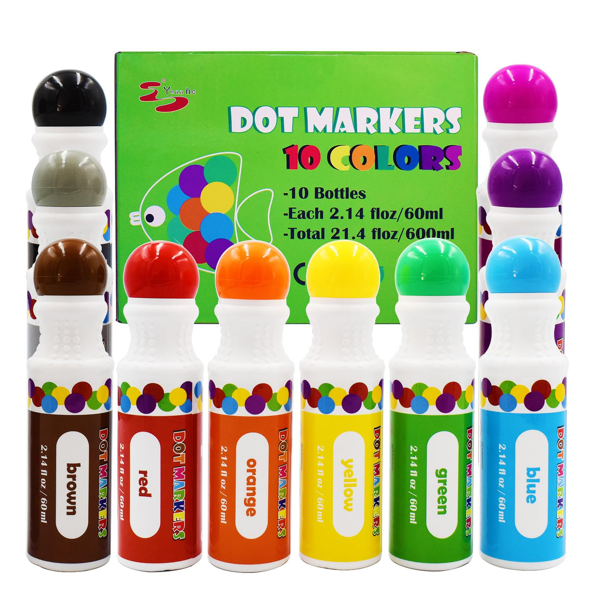 Yuanhe Dot Markers Bingo Daubers - 10 Colors Washable Paint Dotters for Toddlers and Kids Art Supply Yuanhe