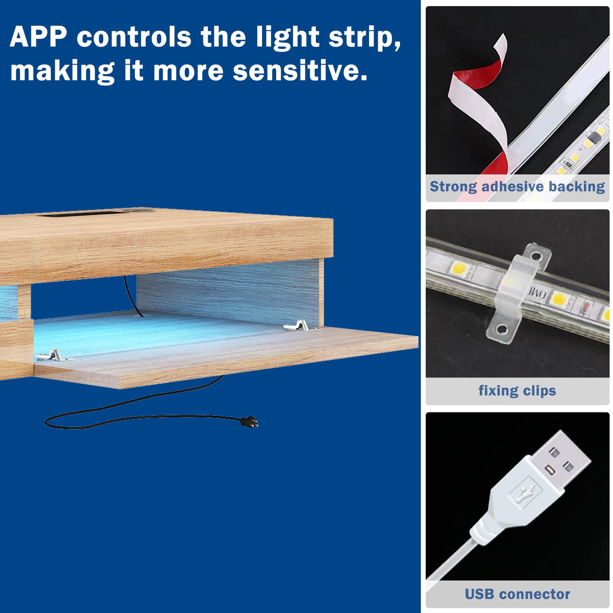 ANTISTA Floating TV Stand | 94.5'' Long Wall Mounted TV Shelf with Power Outlet, Modern Wooden Entertainment Center Media Console with Storage, High Gloss Large TV Cabinet, Up to 100 Inch TVS ANTISTA