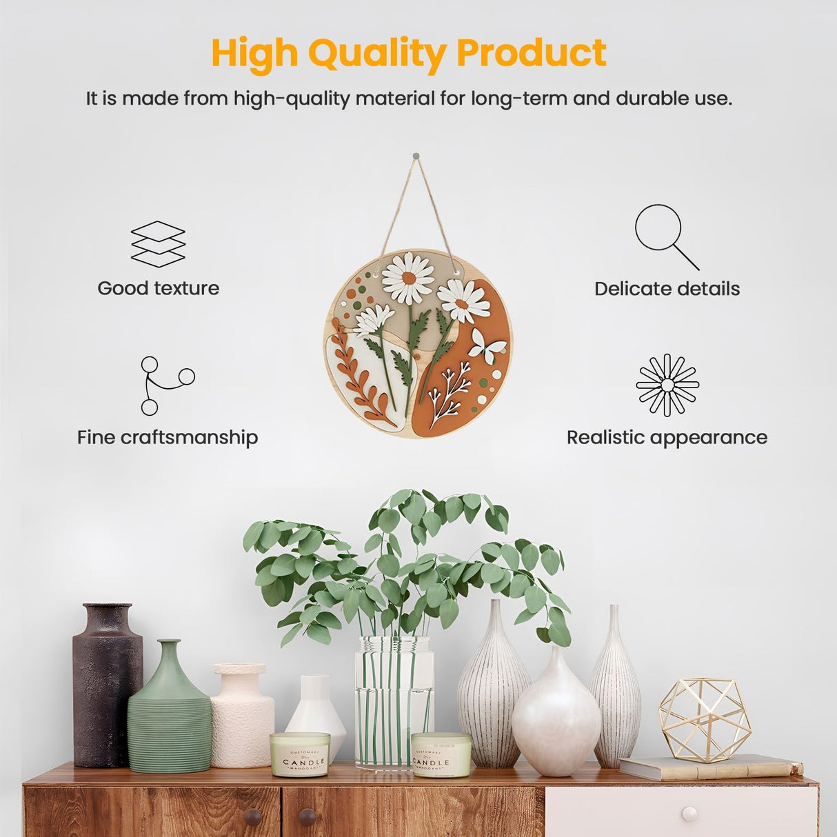 10 Pcs 10" Round Sublimation Door Hanger Blanks, White Hardboard MDF Wood Blanks, Unfinished Circle Sublimation Sign Blanks with Rope for Wall Hanging, Heat Press Machine Printing, Craft DIY Projects LOPOO