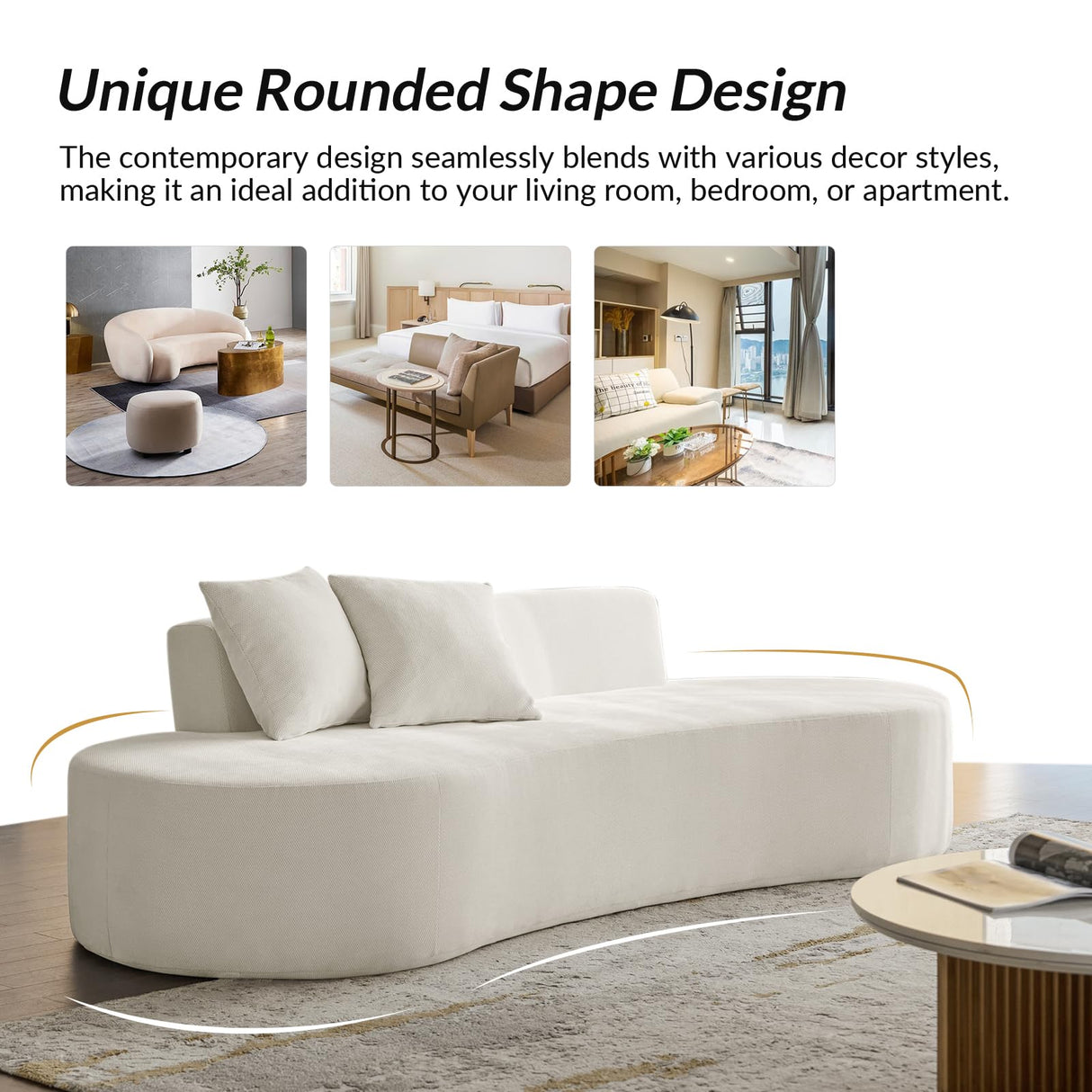 The support you need Curved Sofa Couch All Foam Design Frameless, no Assembly Required Female Leader Style Comfy Cloud Couch. Ivory The support you need