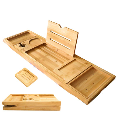XcE Foldable Bathtub Tray Expandable to 105cm for Luxury Bath, Bath Tray for Bathtub (Bamboo)