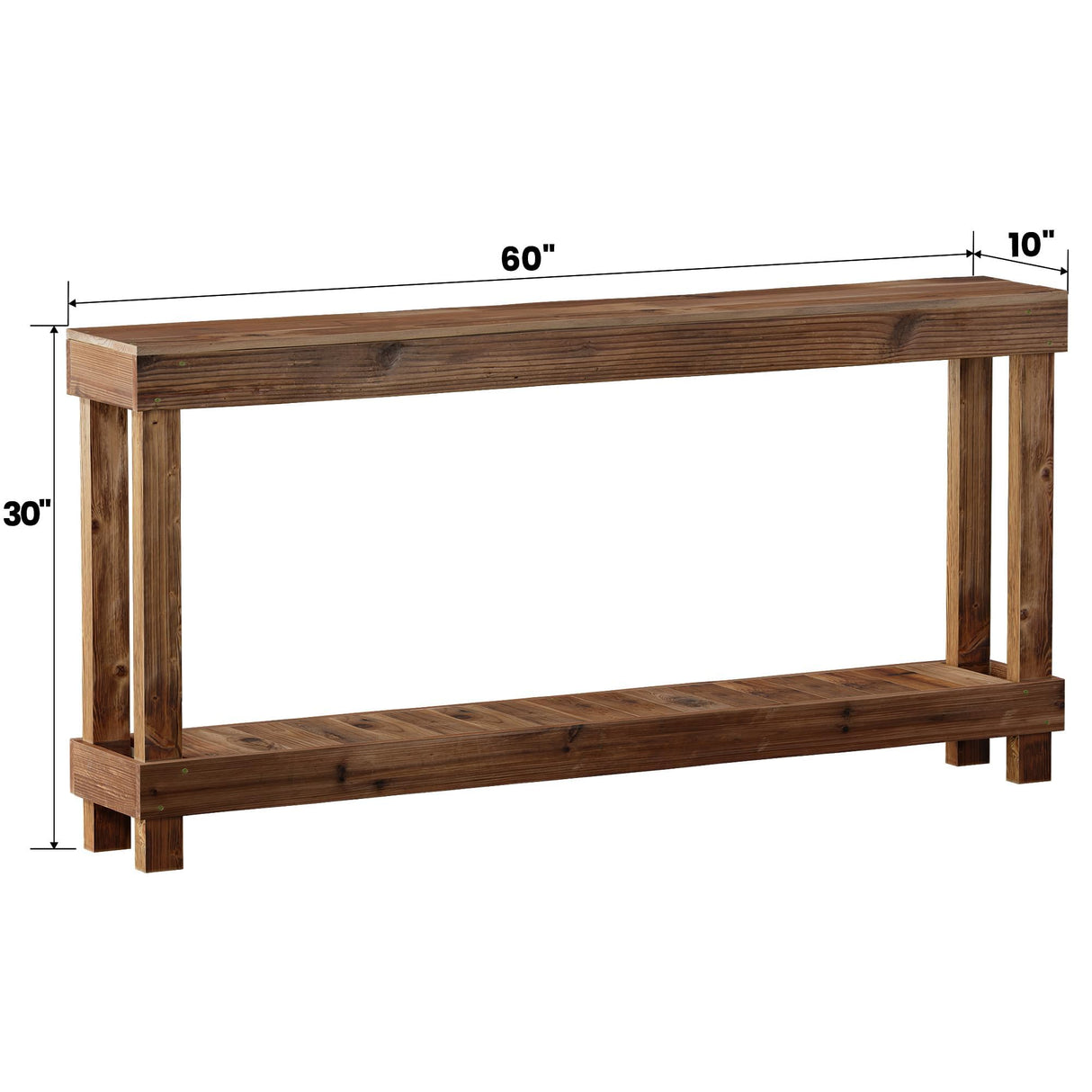 COSHOMER Rustic Farmhouse Console Table with 2 Tiers - Distressed Reclaimed Wood Entryway Sofa Table, Narrow Long Behind Couch Table for Living Room & Bedroom,60x30x10 Inch,Natural Wood(Oak) COSHOMER