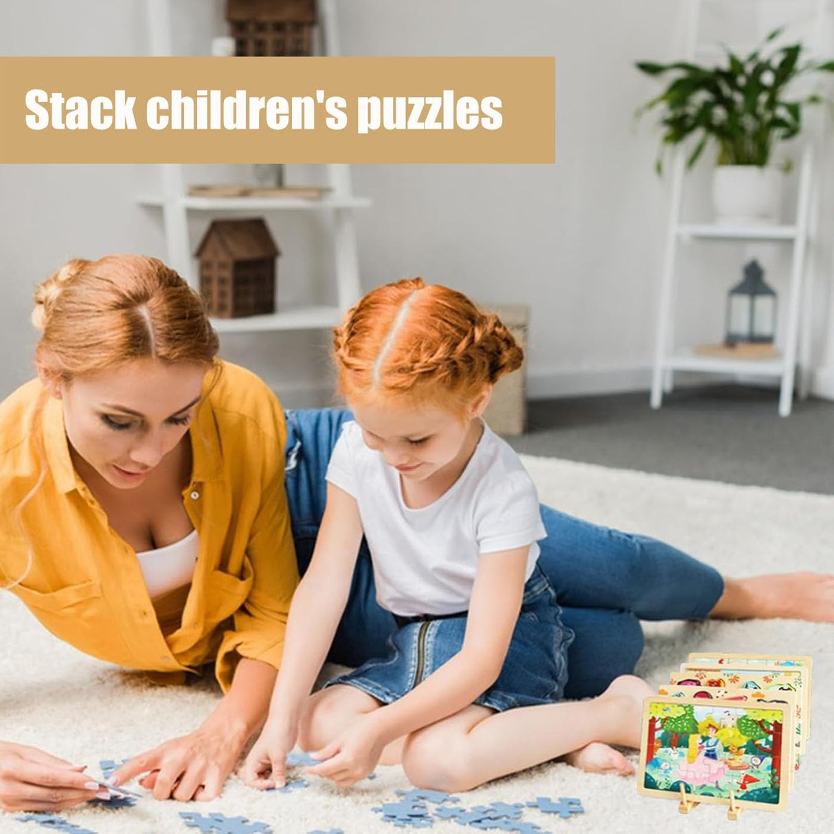 Mckkymi 2 Pcs Wooden Puzzle Display Stand-Toddler Puzzle Storage,Multifunctional Kitchen Dish Rack,Shelving for the kids,Puzzle Storage Rack Organizer Shelf for Adults Craft Collection Lovers Mckkymi