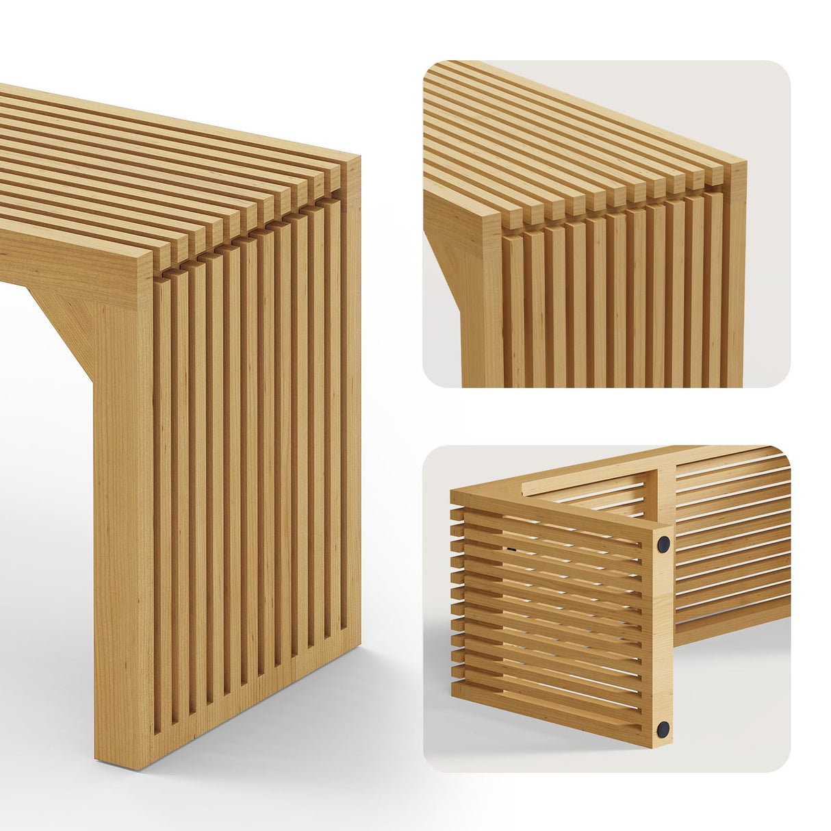 ROOMTEC 35" Dining Bench, Indoor Wood Bench for Entryway,Living Room,Kitchen and Bedroom (Nature, Long Bench) ROOMTEC