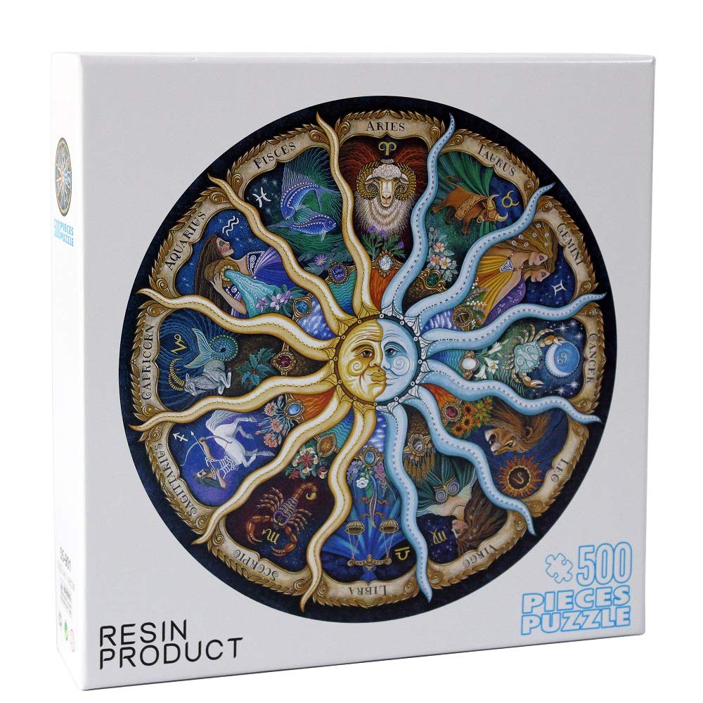 Moruska 500 Piece Puzzles for Adults- Zodiac Constellation Puzzle- Round Mandala Astrology Jigsaw Puzzle Cool and Challanege Moruska