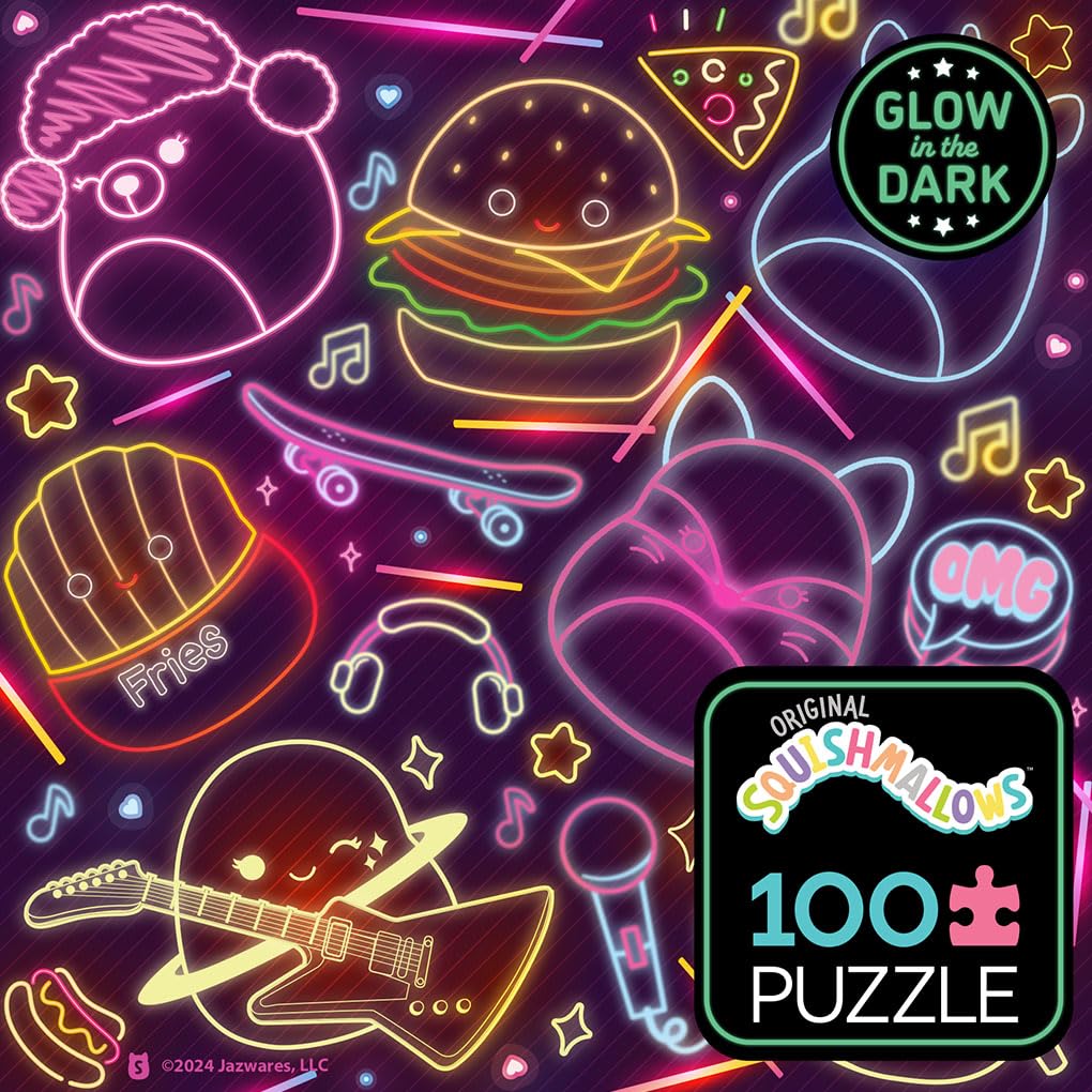Buffalo Games - Glow in The Dark - Squishmallow Neon Lights - 100 Piece Jigsaw Puzzle Buffalo Games