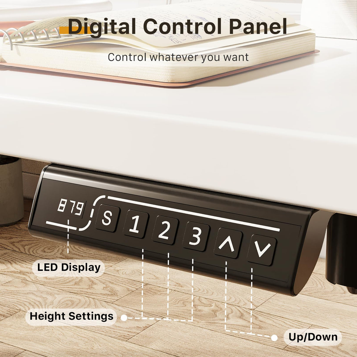 JOY worker Small Electric Standing Desk, 40" x 20" Whole Piece Height Adjustable Desk with Memory Controller, White Sit to Stand Desk Workstation for Home Office JOY worker