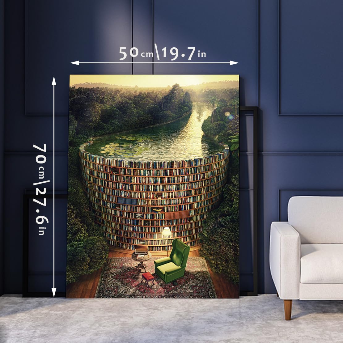 Jigsaw Puzzles for Adults, 1000 Pieces and up, Bookshelf Canal Puzzle, Books Library Challenging Funny Puzzles for Friends Family Activity Game Nights Gifts RECHIATO