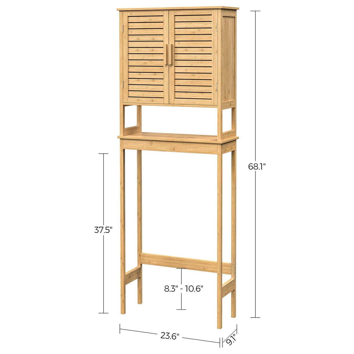 SONGMICS Over The Toilet Storage Cabinet, Bathroom Cabinet with Adjustable Inside Shelf and Bottom Stabilizer Bar, Space-Saving Toilet Rack, Natural Beige UBTS010N01 SONGMICS