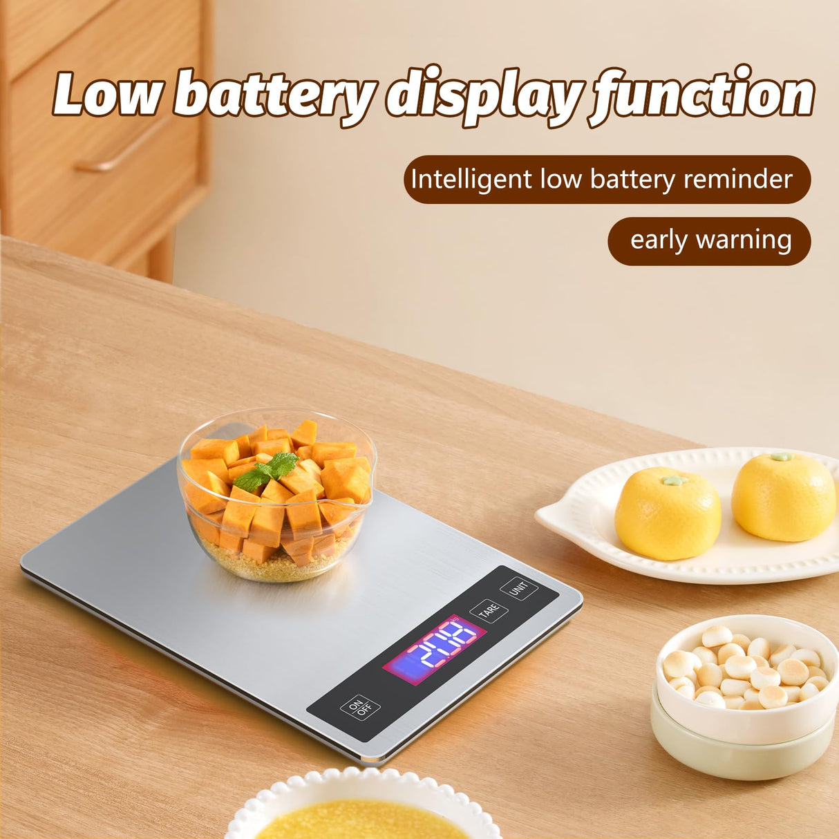 33lb Digital Scale Kitchen Food Scale Weight Grams and Ounces Pounds/Ounces/Grams be Freely Changed for Daily Use, Home Baking Stainless Steel Material FOWIDALIXG
