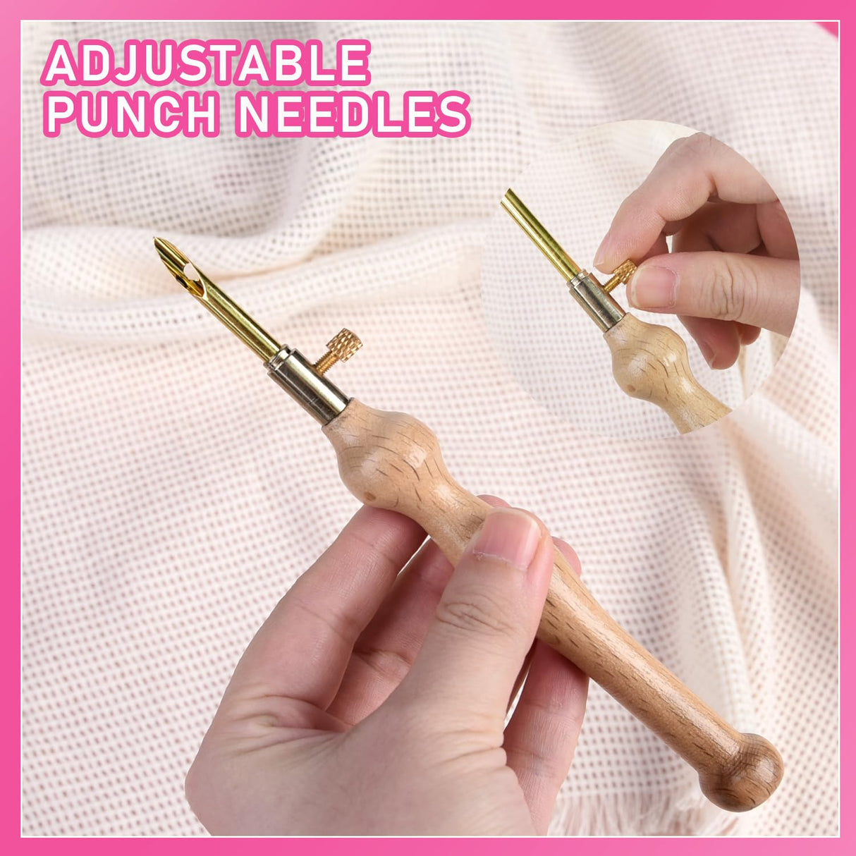 Punch Needle kit for Beginners, Adjustable Punch Needle Embroidery Kit for Adults Punch Needle Tool Embroidery Needle Wooden Handle Embroidery Pen Kits Tophoniex