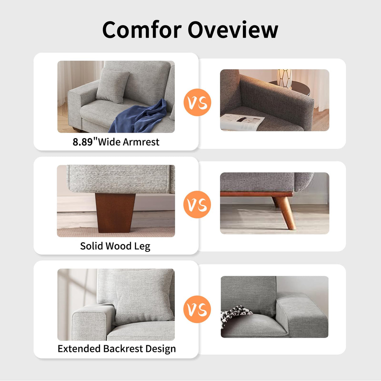 DOPEDIO Modern Loveseat Sofa for Living Room,Chenille Recliner, Removable Cover, Spring Cushions, Solid Wood Frame, Easy Assembly for Small Spaces (71.25inch,Light Gray) DOPEDIO