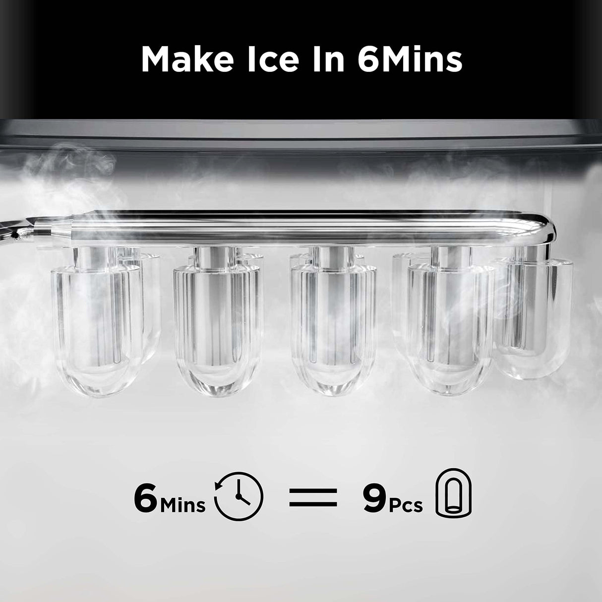 Silonn Countertop Ice Maker Machine - Auto-Cleaning Portable Ice Maker, 26lbs in 24Hrs, 2 Sizes of Bullet Ice for Home Kitchen Office Bar Party, Black Silonn