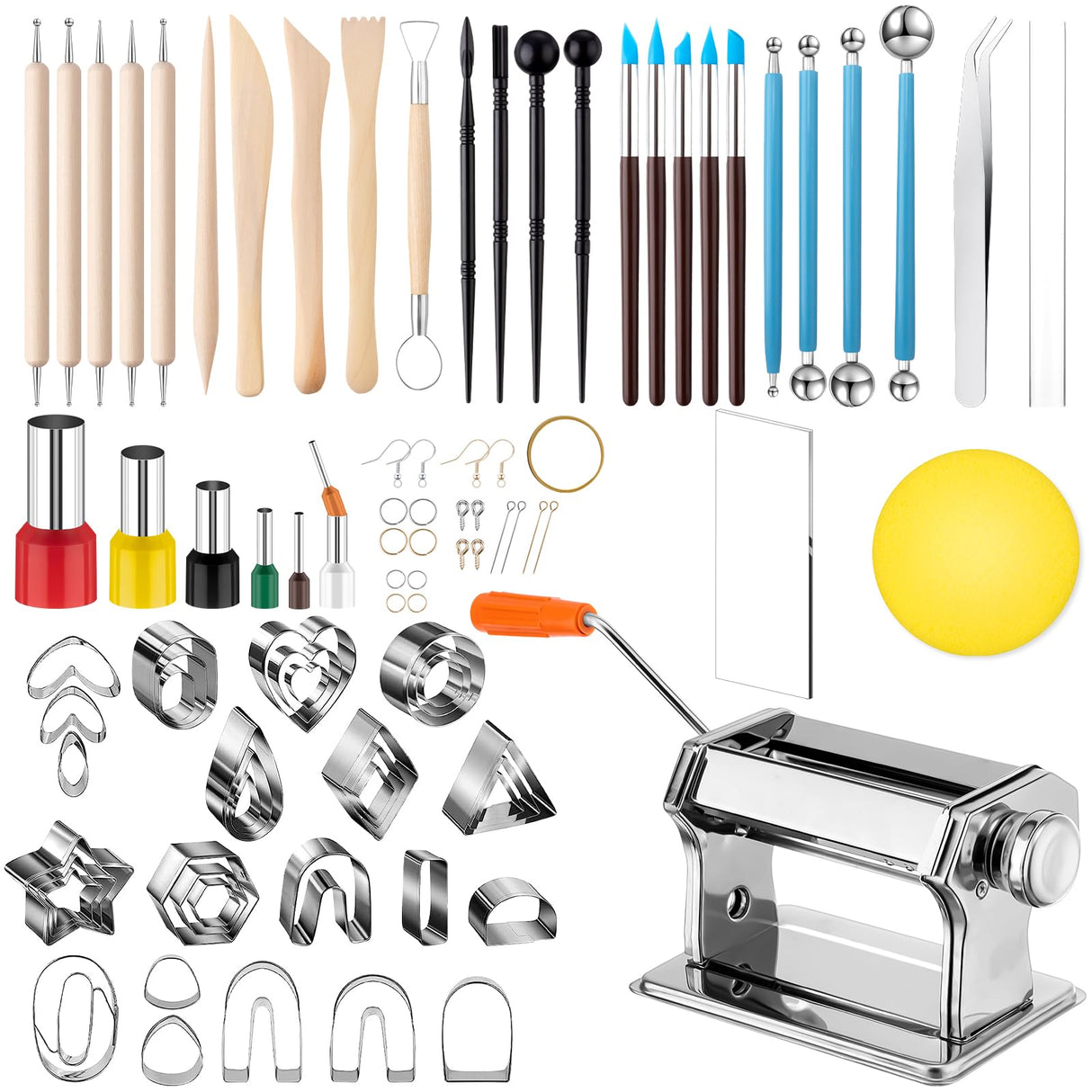 Huquary 2751 Pcs Polymer Clay Cutters for Earrings Making Polymer Clay Press Machine Jewelry Accessories Modeling Clay Sculpting Tools Clay Roller Acrylic Sheet Clay Earring Making Kit for DIY Huquary