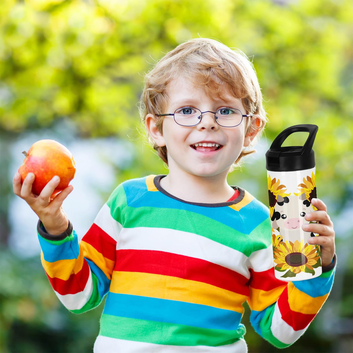 4 Pack Kid Sublimation Sports Water Bottle Blanks, 15 Oz Sublimation Tumblers Bulk Leak Proof Stainless Steel Bottles Flask with Portable Handle, Individually Boxed Micellwuu