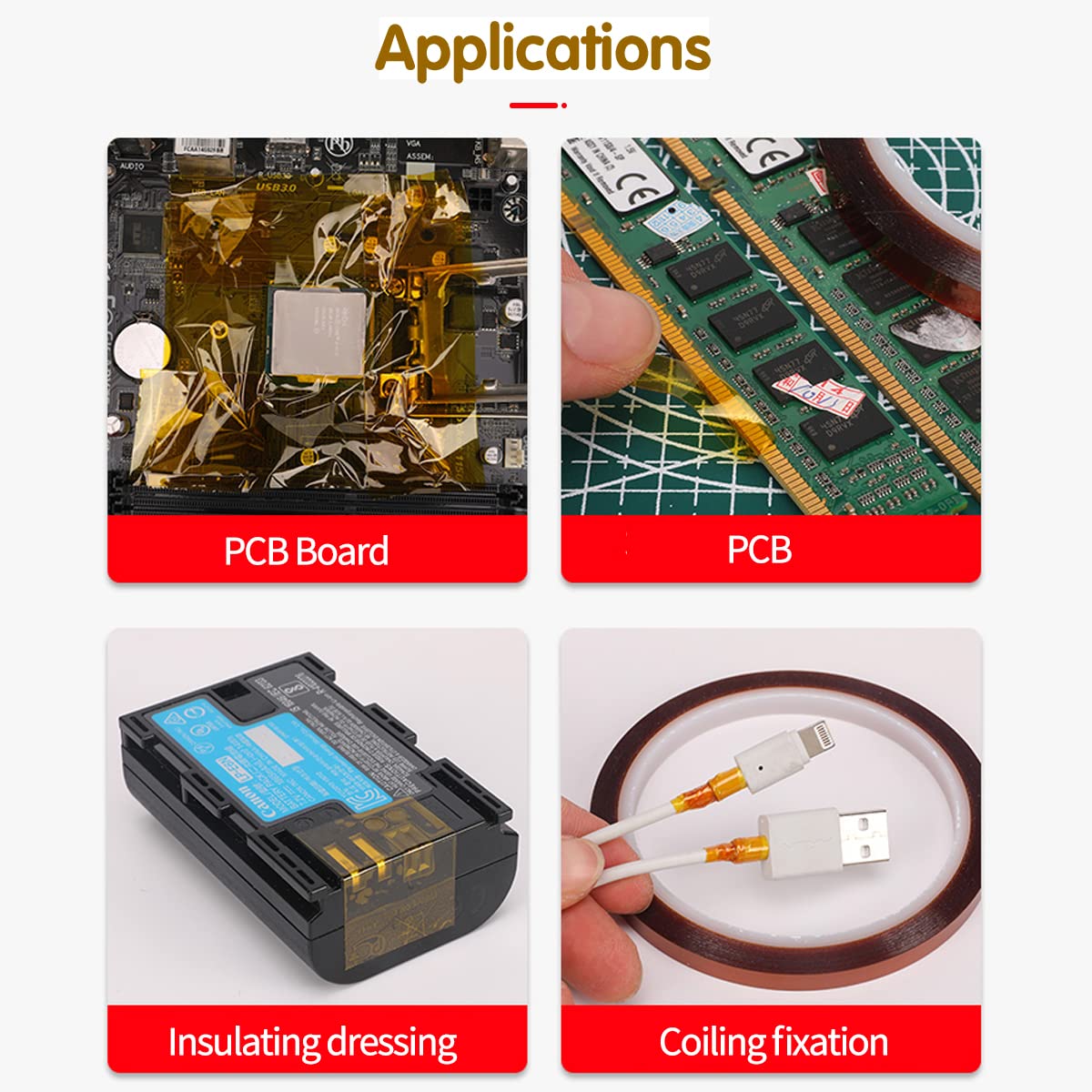 MYJOR Heat Tape for Sublimation, 4 Rolls 12mm X 33m, Heat Transfer Tape for DIY T-Shirt, Heat Resistant Insulating Sublimation Kapton Tape, No Residue. (Professional Grade) MYJOR