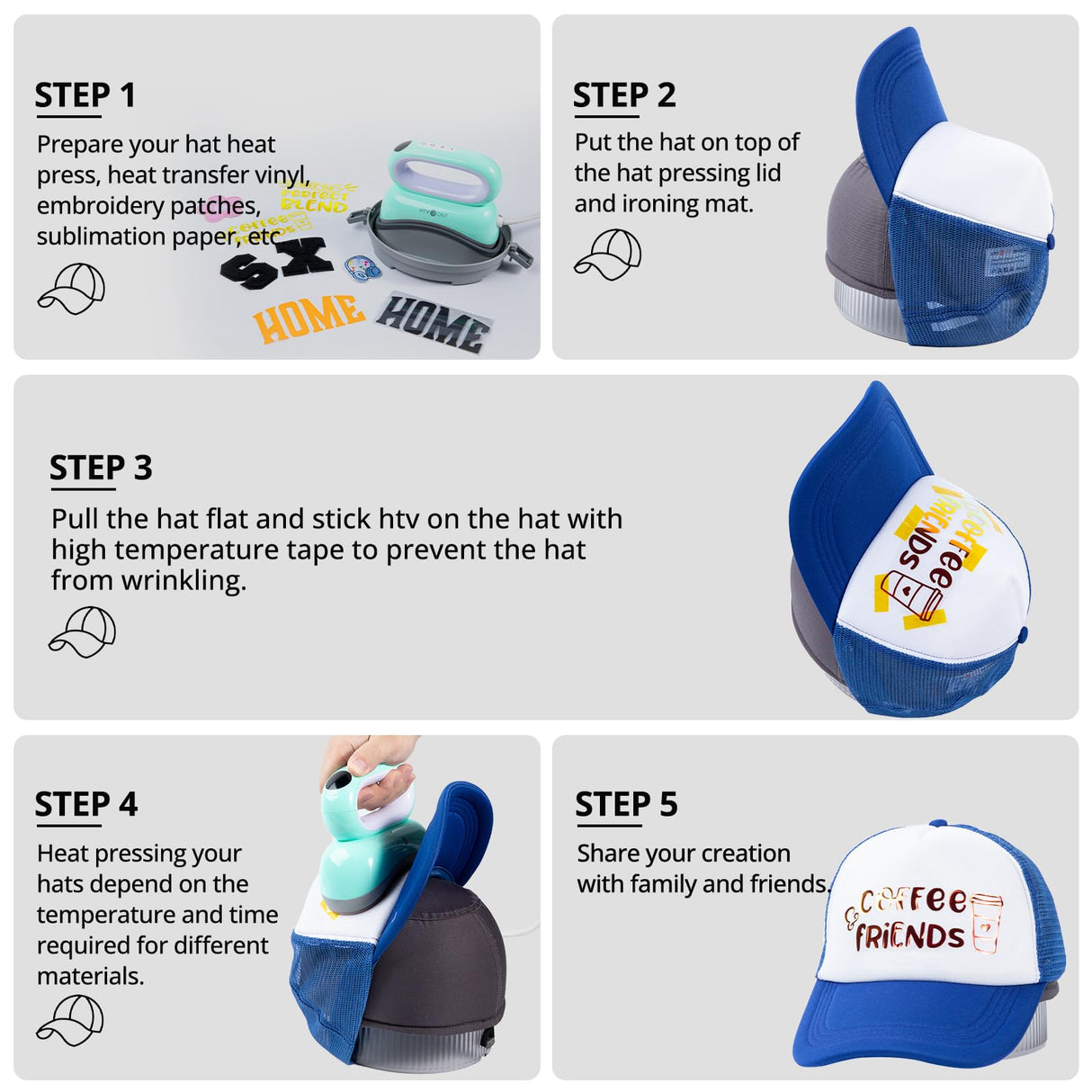 HTVRONT Sublimation Hats Trucker Hat 5PCS Red - Custom Trucker Hat Sponge for HTV Vinly, Sublimation, Embroidery, 3D Embroidery - Trucker Hats Women and Men Breathable Mesh for Parties, Travel, Gifts HTVRONT