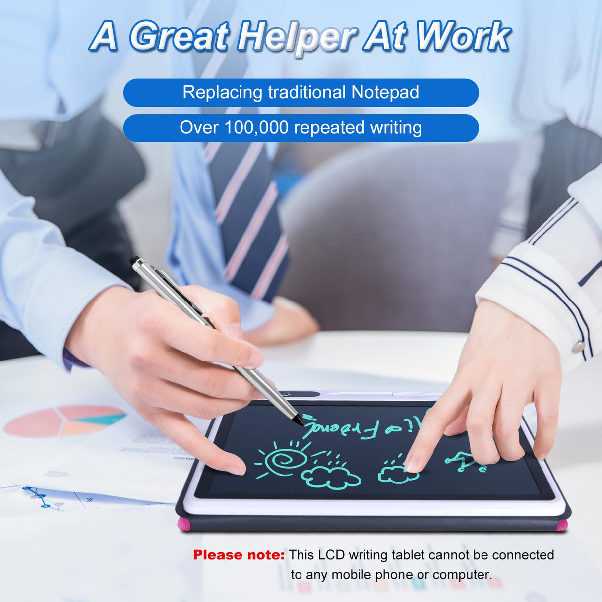 LCD Writing Tablet 10 inch Electronic Handwriting Pad Doodle Board with Leather Protective Case Christmas Birthday Gifts for Kids Adults at Home School Office(Pink) JSJGETYI