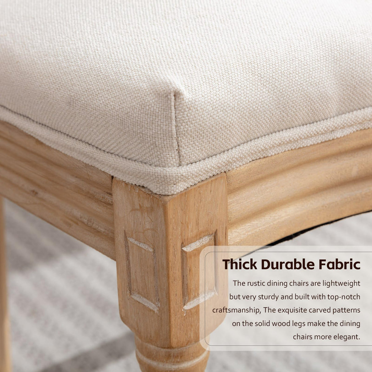 SoarTalent Rattan Back Upholstered Dining Chairs Set of 4 French Country Oval Kitchen Side Chairs with Wood Legs for Dining Room, Kitchen, Restaurant(Beige-Rattan) SoarTalent