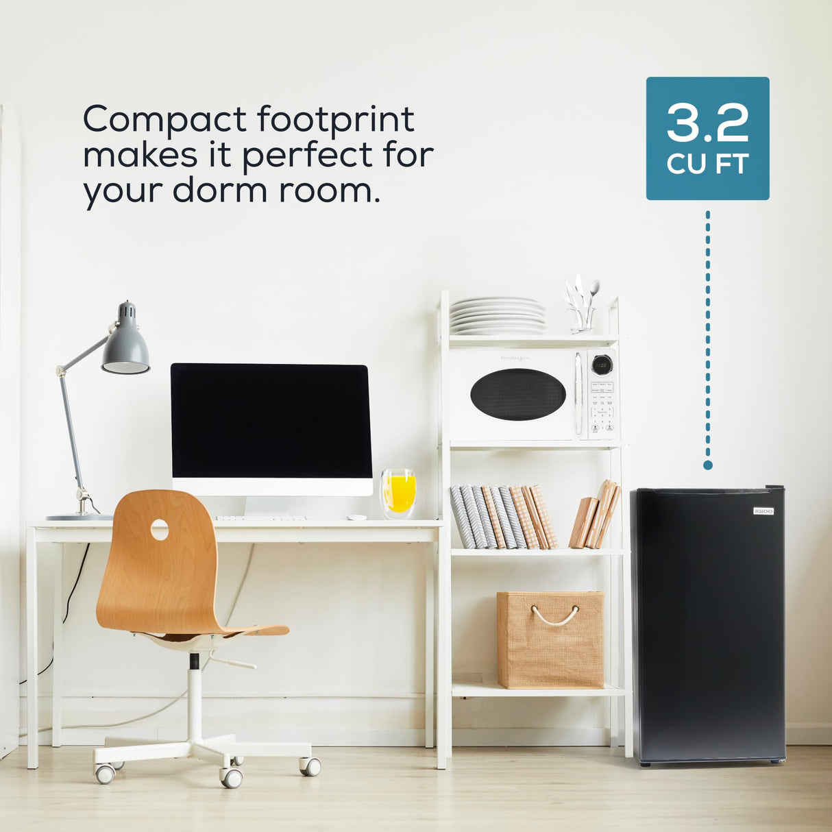 Igloo 3.2 Cu.Ft. Single Door Compact Refrigerator with Freezer - Slide Out Glass Shelf, Perfect for Homes, Offices, Dorms - Black Igloo