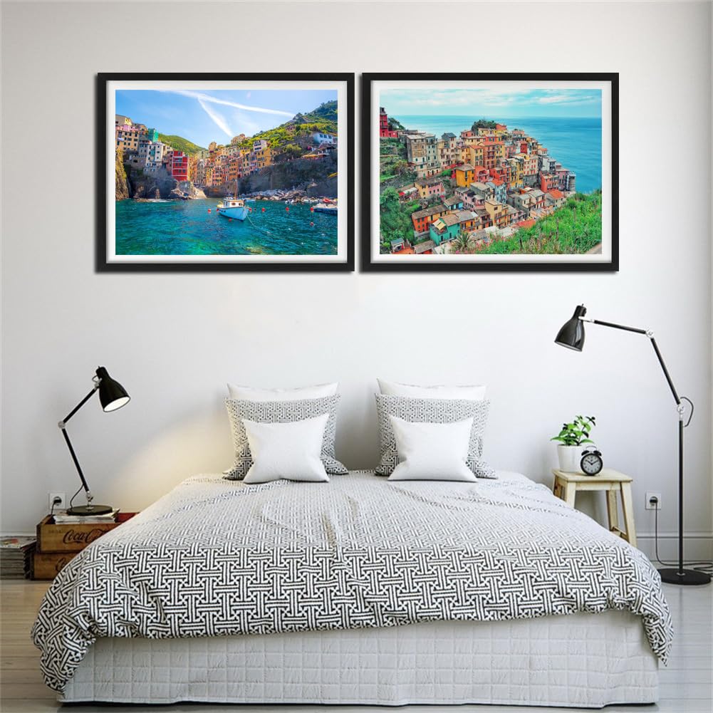 CHUNXIA Paint by Numbers Kit for Adults Beginner,2 Pack Rolled Canvas Wall Art Painting by Numbers Kit Seaside Painting Decor Packaged in a Nice Box,12x16inch(155-156) CHUNXIA