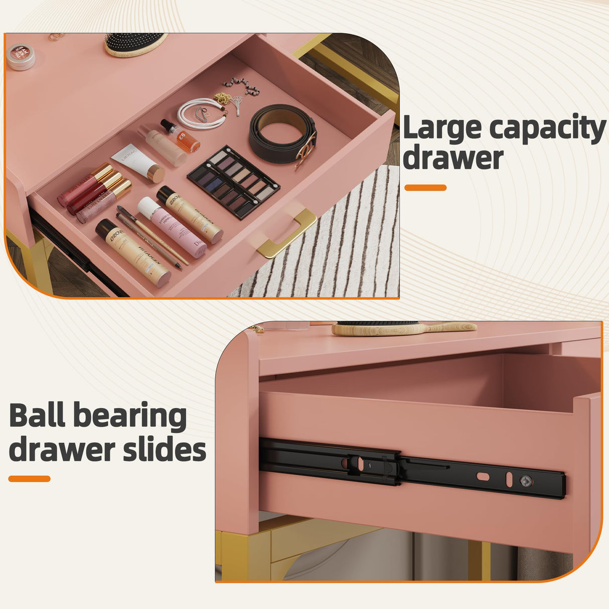 WESTREE Computer Gaming Desk Office - Study Writing Desk with Drawer for Teen, Bedroom Makeup Desk Home Office with Storage Shelf, Height Monitor Stand, Pink WESTREE