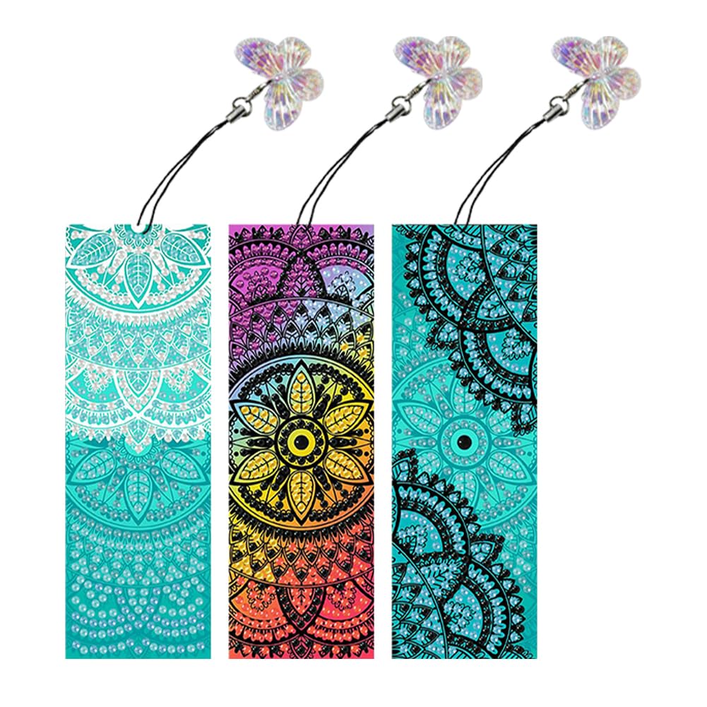 3Pcs Diamond Art Bookmarks, Diamond Painting Bookmarks Kits for Women, Kaleidoscope DIY Bookmark for Beginners Adults Arts Craft Generic