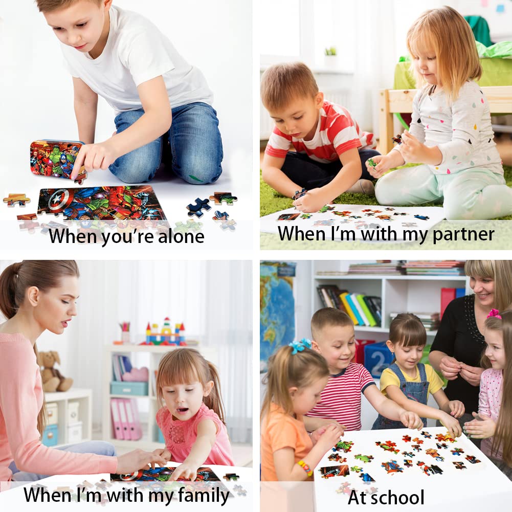 Puzzles for Kids 60 Piece Jigsaw Puzzles for Kids Ages 4-6 Wood Puzzles in a Metal Box Dinosaur Puzzles for Kids Ages 8-10 Great Gifts for Girls and Boys AVENGERS