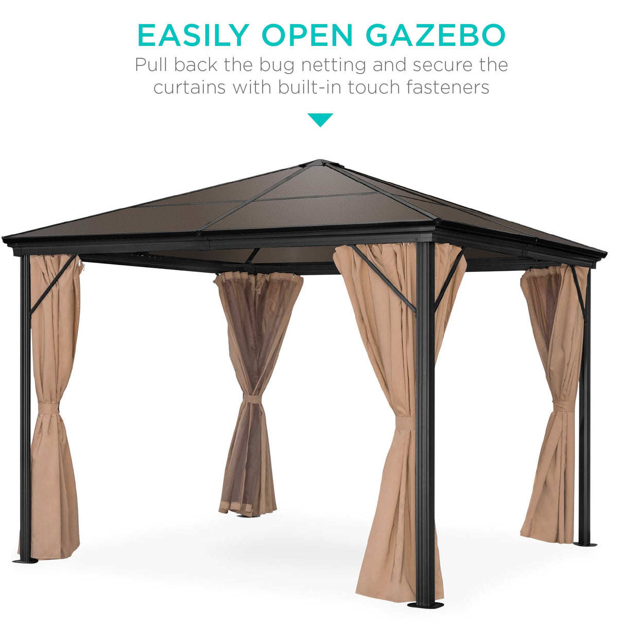 Best Choice Products 10x10ft Hardtop Gazebo, Outdoor Aluminum Canopy for Backyard, Patio, Garden w/Side Curtains, Mosquito Netting, Zippered Door Best Choice Products